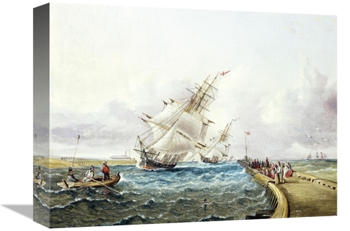 Global Gallery GCS-281804-16-142 16 in. Square Rigged Ships Off Jetty 