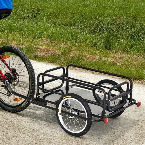 Aosom Folding Bicycle Cargo Trailer Utility Bike Cart Travel Luggage