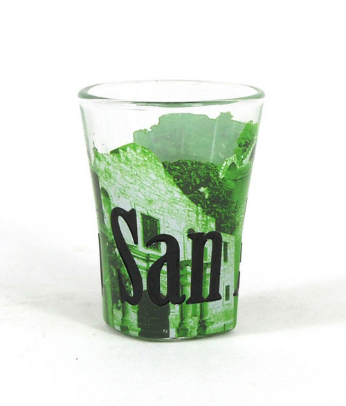 Americaware SGSAT01 San Antonio Duo Tone Etched Shot Glass