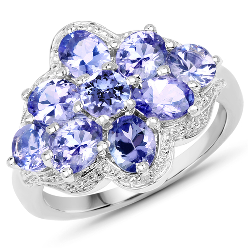 2.67 Carat Genuine Tanzanite .925 Sterling Silver Ring