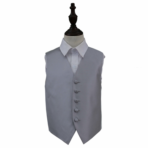 Solid Check Waistcoat - Boys - Silver, 30'