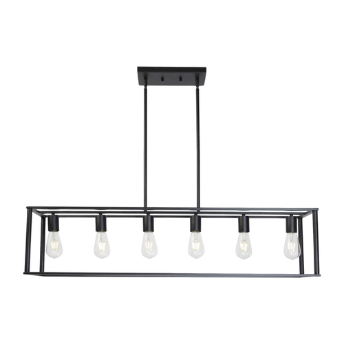 6 Light Rectangle Chandelier Contemporary Farmhouse Linear Pendant