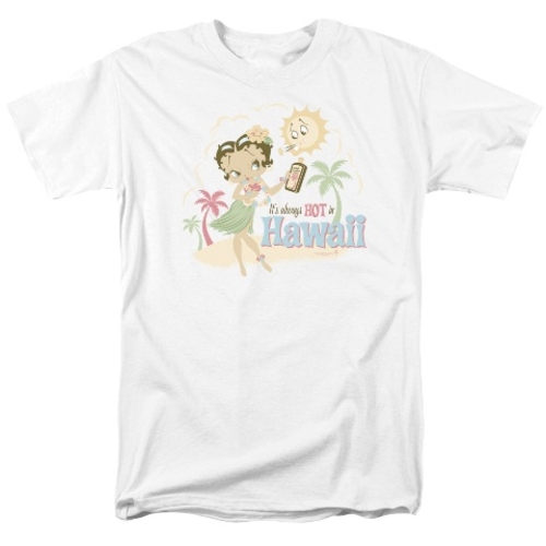 Trevco Boop-Hot In Hawaii - Short Sleeve Adult 18-1 Tee - White, 2