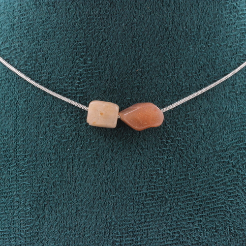 Sunstone from Tanzania 2 beads necklace.