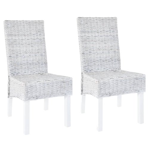 Dining Chairs 4 pcs Grey Kubu Rattan and Mango Wood(2x246654)