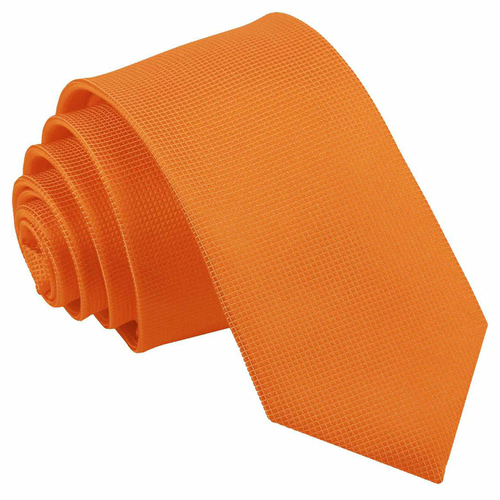 Solid Check Slim Tie - Celosia Orange