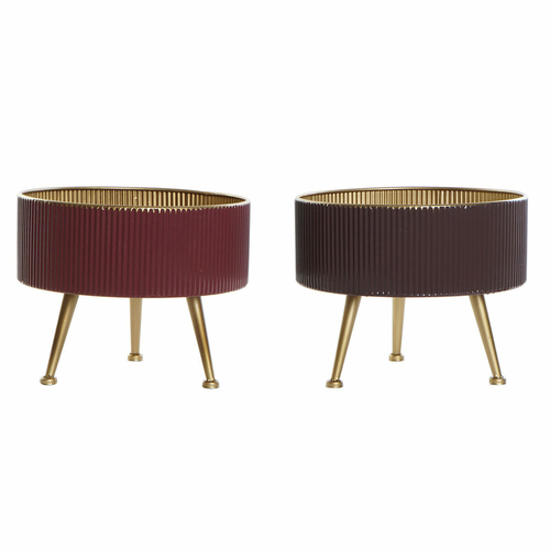 Planter DKD Home Decor Golden Metal Maroon Dark brown 30 x 30 x 24 cm