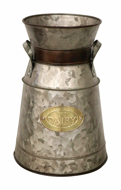 Robert Allen 7803216 12 in. Mocha Galvanized Steel Milk Can Planter