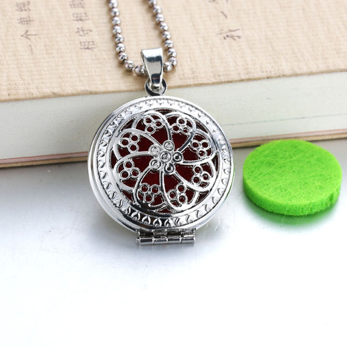 Circles Aroma Diffuser Necklace Open Lockets