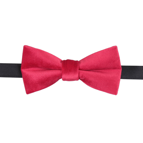 Plain Velvet Pre-Tied Bow Tie - Red