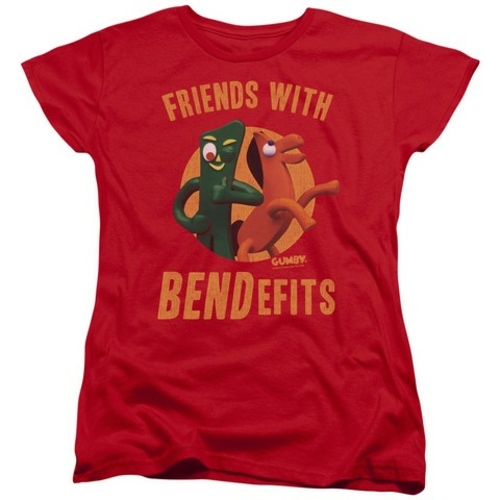 Trevco Gumby-Bendefits Short Sleeve Womens Tee, Red - Small