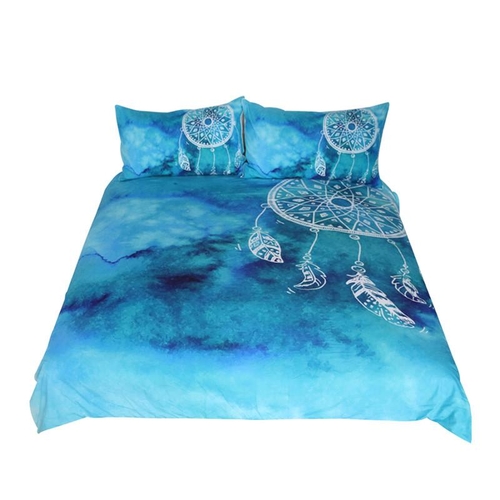 Watercolor Dreamcatcher Bedding Set King Blue and