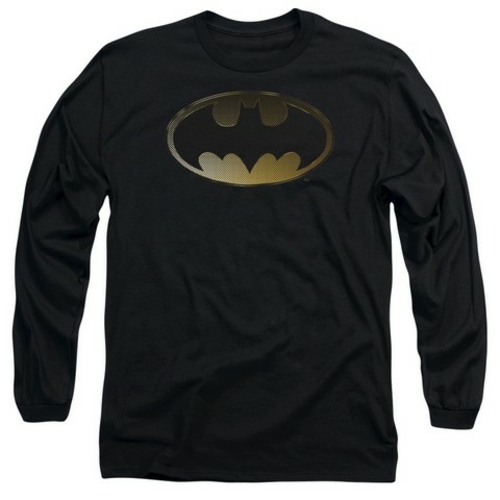 Trevco Batman-Halftone Bat - Long Sleeve Adult 18-1 Tee - Black- Extra