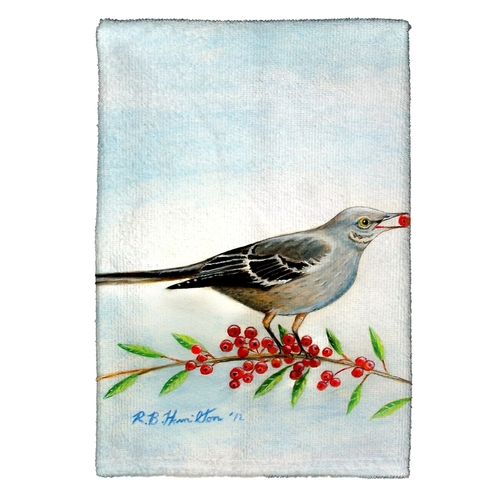 Betsy Drake KT277 Mockingbird & Berries Kitchen Towel