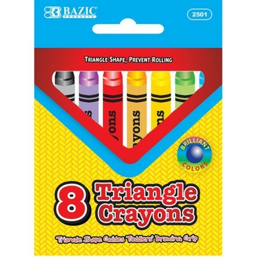 Bazic 2501   8 Color Premium Quality Jumbo Triangle Crayons  Box of 24