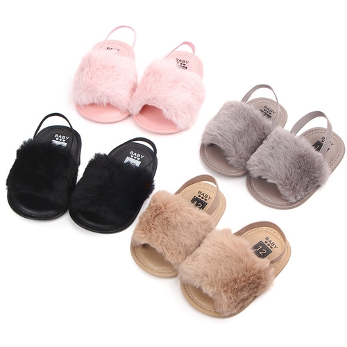 2019 New Fashion Faux Fur Baby Summer Shoes Cute