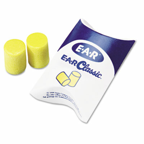 3M 3101001 Classic Ear Plugs  Pillow Paks  Uncorded  PVC Foam  Yellow 