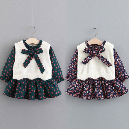 Toddler Kid Baby Dress Girl Long Sleeve O neck