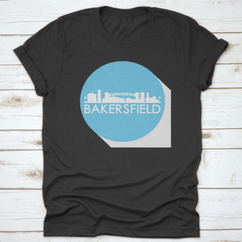 Main Bakersfield, California, Usa Round Stamp Blue Button City Skyline image