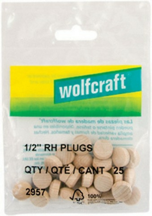Wolfcraft 3957405 0.5 in. Natural Round Head Plug