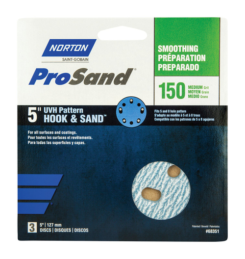 Norton 1918531 ProSand 5 in. Ceramic Blend Hook & Loop 5 & 8 Hole UVH 