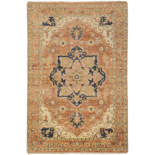 Surya ZEU7805-23 Zeus Rug- 100% Wool- Hand Knotted- Rust/Beige/Peach/G