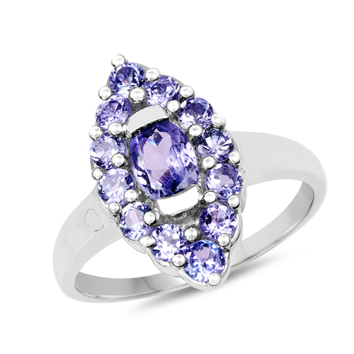 1.28 Carat Genuine Tanzanite .925 Sterling Silver Ring