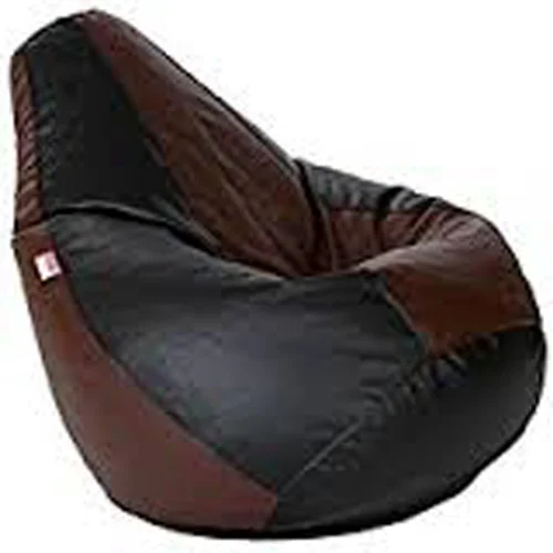 Leather Bean Bag Chair XL BROWN