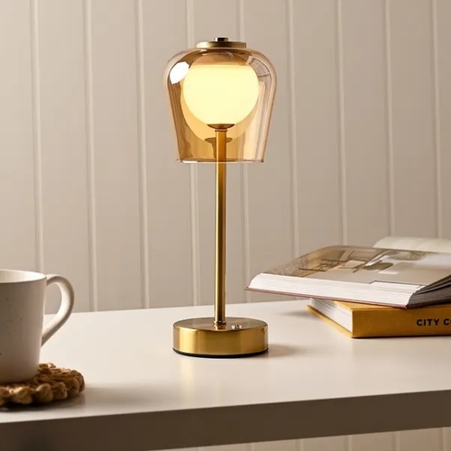 Glass Shade Rechargeable Colour Changing LED Touch Table Lamp