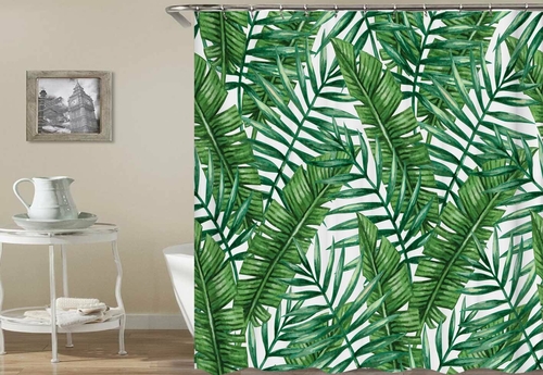 Green Tropical Leaf Shower Curtain