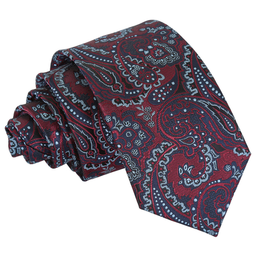 Royal Paisley Slim Tie - Burgundy & Navy