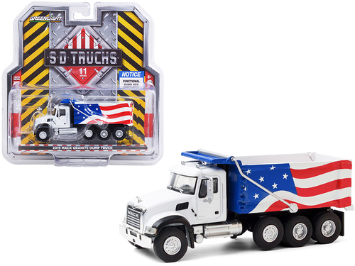 2019 Mack Granite Dump Truck White with American Flag Graphics \S.D.