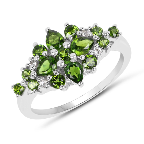 1.39 Carat Genuine Chrome Diopside & White Topaz .925 Sterling Silver