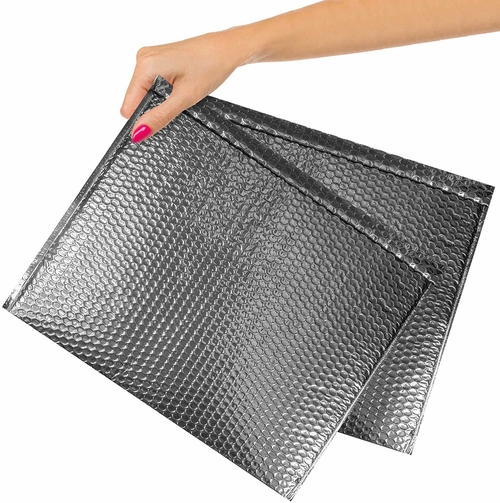 Metallic Silver Bubble Mailers 12.75 x 10.5, Poly Padded Envelopes
