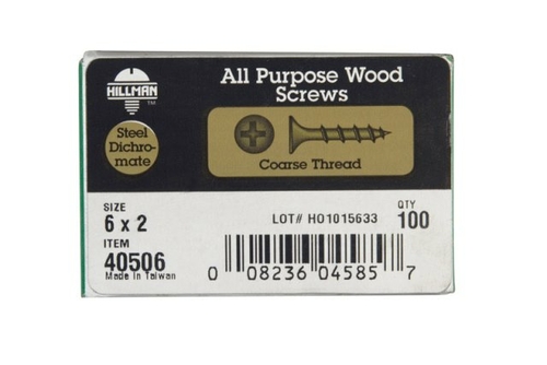Hillman 40506 6 x 2 in. Phillips All Purpose Wood Screws