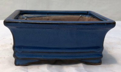 Blue Ceramic Bonsai Pot - Rectangle 6.125" x 5.0" x 2.125"