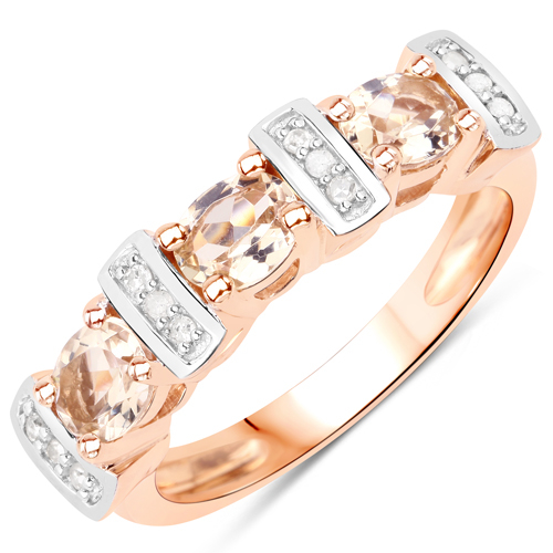0.87 Carat Genuine Morganite and White Diamond .925 Sterling Silver