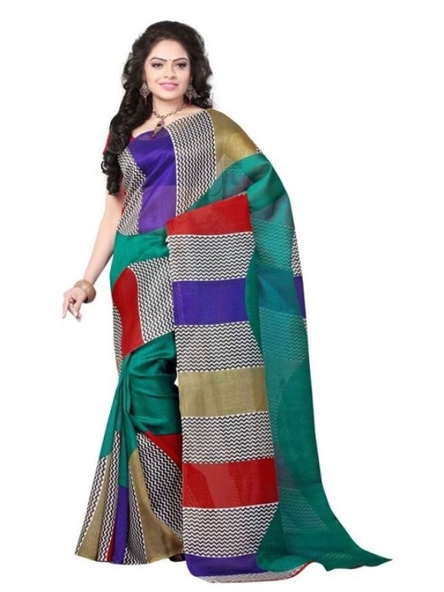 Multicolored Printed Bhagalpuri Art Silk Saree