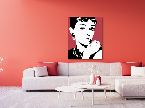Paint by Numbers - AUDREY HEPBURN ON A RED BACKGROUND