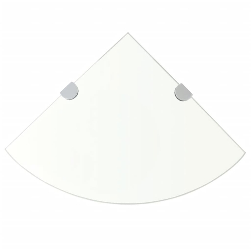 Corner Shelves 2 pcs with Chrome Supports Glass Clear 9.8"x9.8"