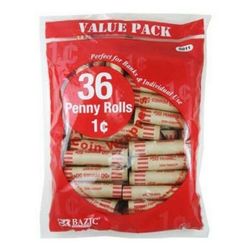 Bazic 5011   Penny Coin Wrappers (36/Pack)  Case of 50