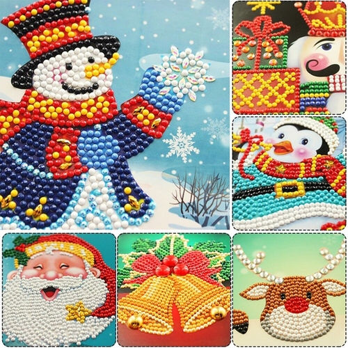 8PCS Christmas Cards 5D Full Drill Diamond