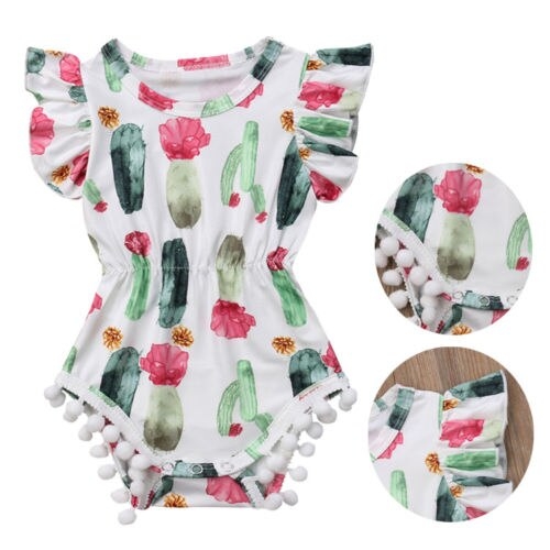 Newborn Kids Baby Girls Cactus Romper 