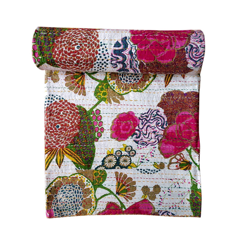 Textile Work s Jaipuri Quilt Handmade Bed Cover Cotton Kantha Blanket 