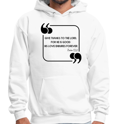 Mens Graphic Hoodie Give Thanks to the Lord Black Illustration