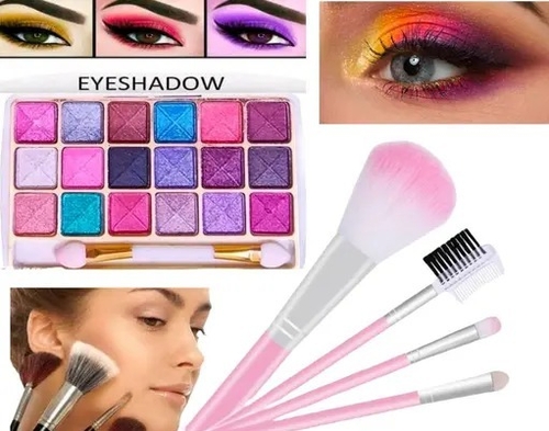 BEBOQUEEN Combination of 18 multicolor Eyeshadow and 5pc Make up Brush