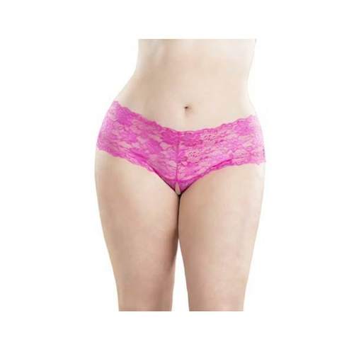 Lace Crotchless Boyshort With Elastic Detail