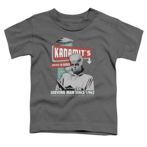 Trevco Twilight Zone-Kanamits Diner - Short Sleeve Toddler Tee - Charc