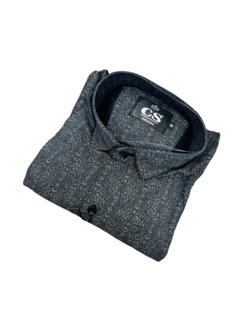 Men's Printed Full Sleeves Regular Fit Shirt  Black