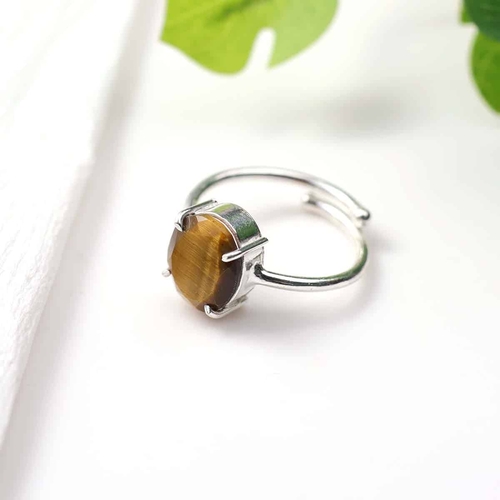 Tiger Eye Diamond Cut Ring